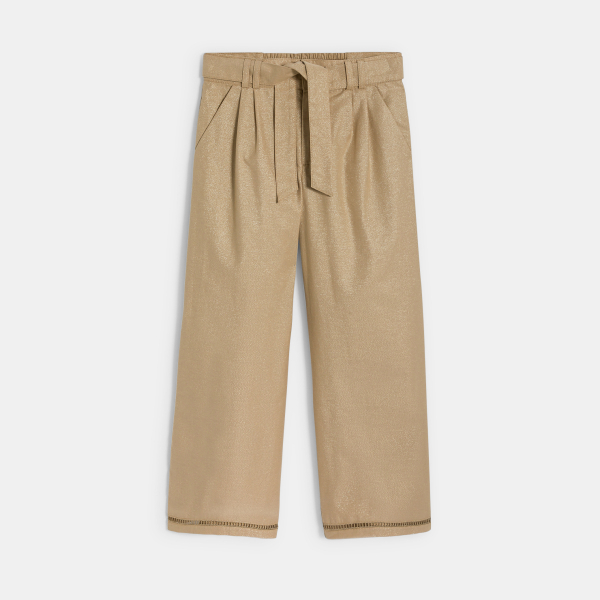 بنطال واسع مزين بالترتر، باللون الرملي للفتيات الصغيرات.